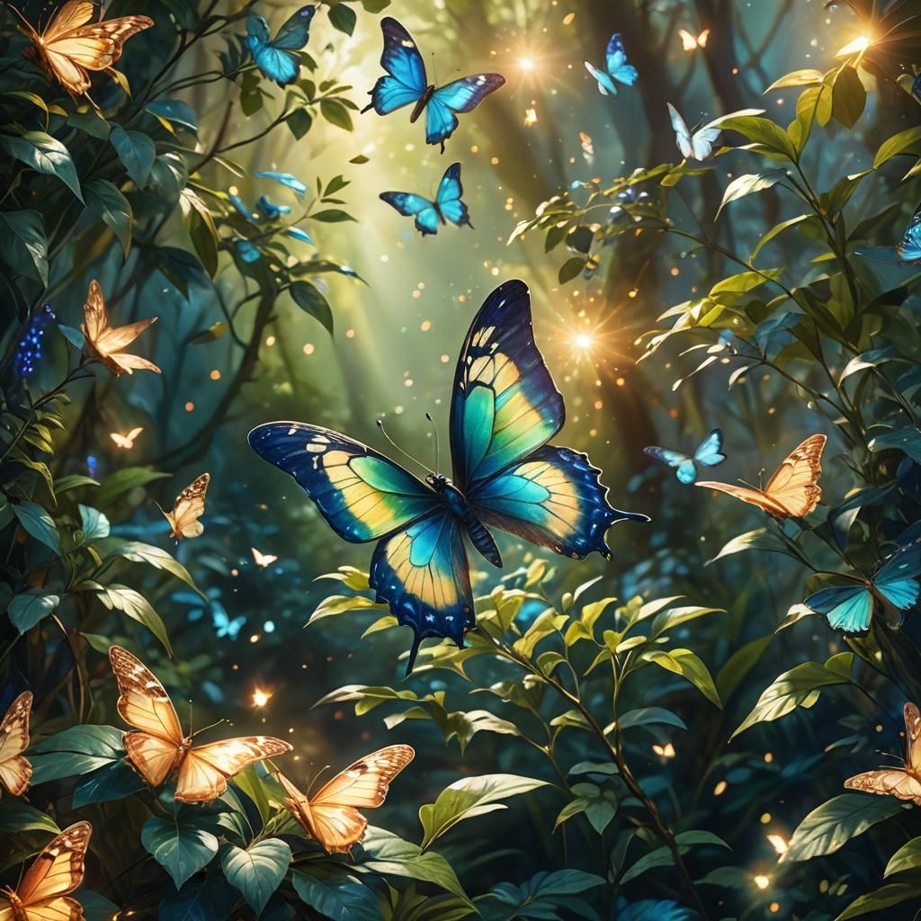 Fantasy Butterfly Art in Art Nouveau Style