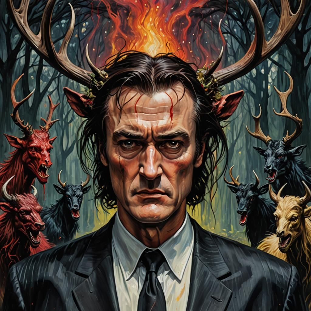 Surreal Wendigo Hybrid in Mixed Media