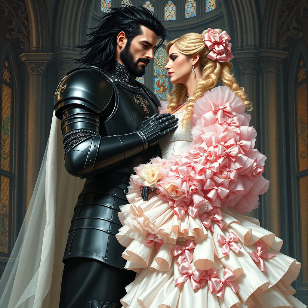 Knight and Bride in Pre-Raphaelite Style