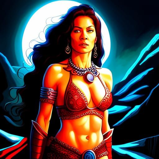 Photorealistic Red Sonja in Boris Vallejo Art Style