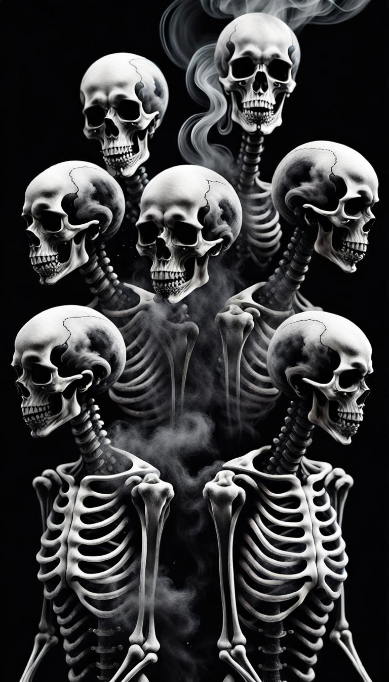 Liquid Ink Ghouls and Skeletons in Digital Art