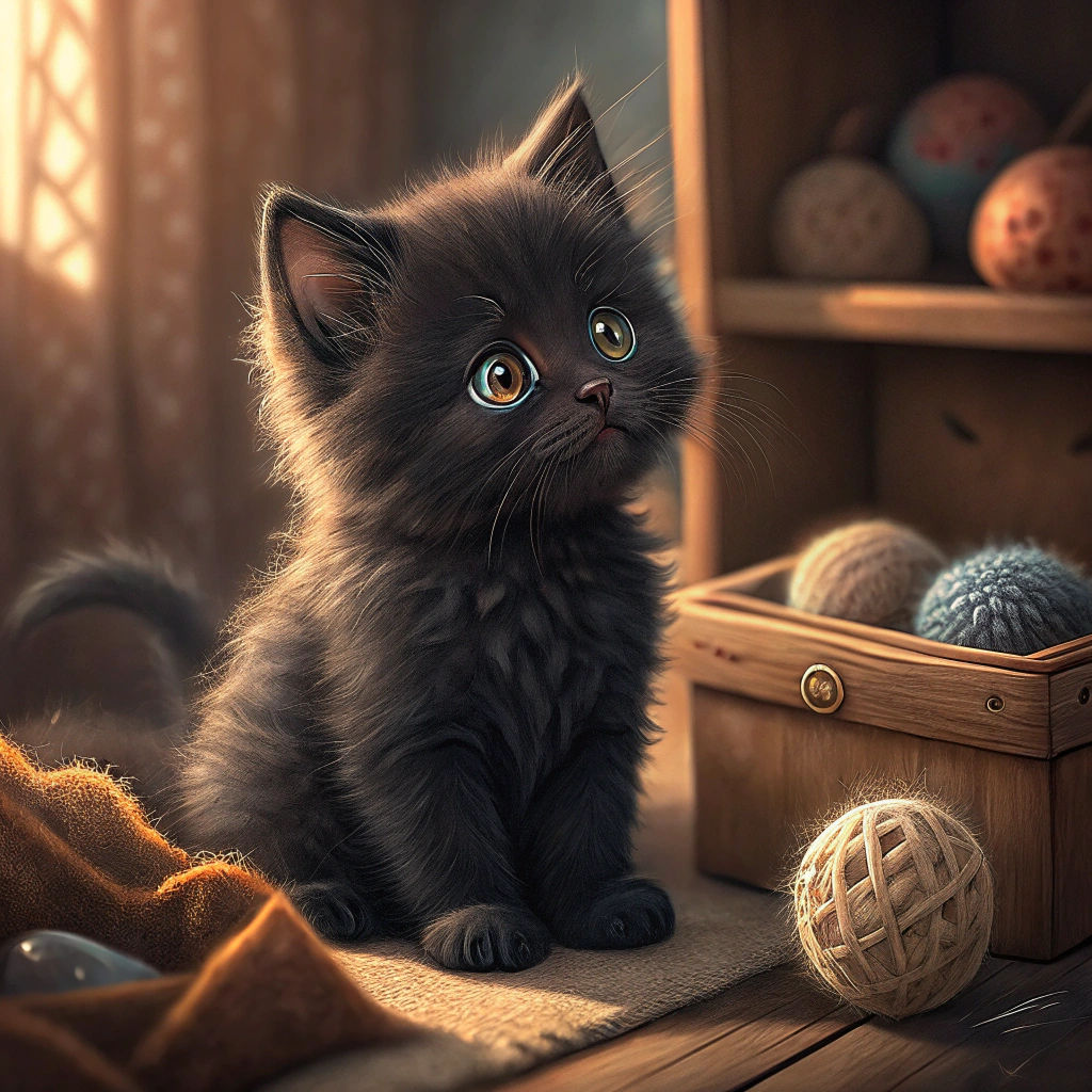 Adorable Black Kitten Portrait