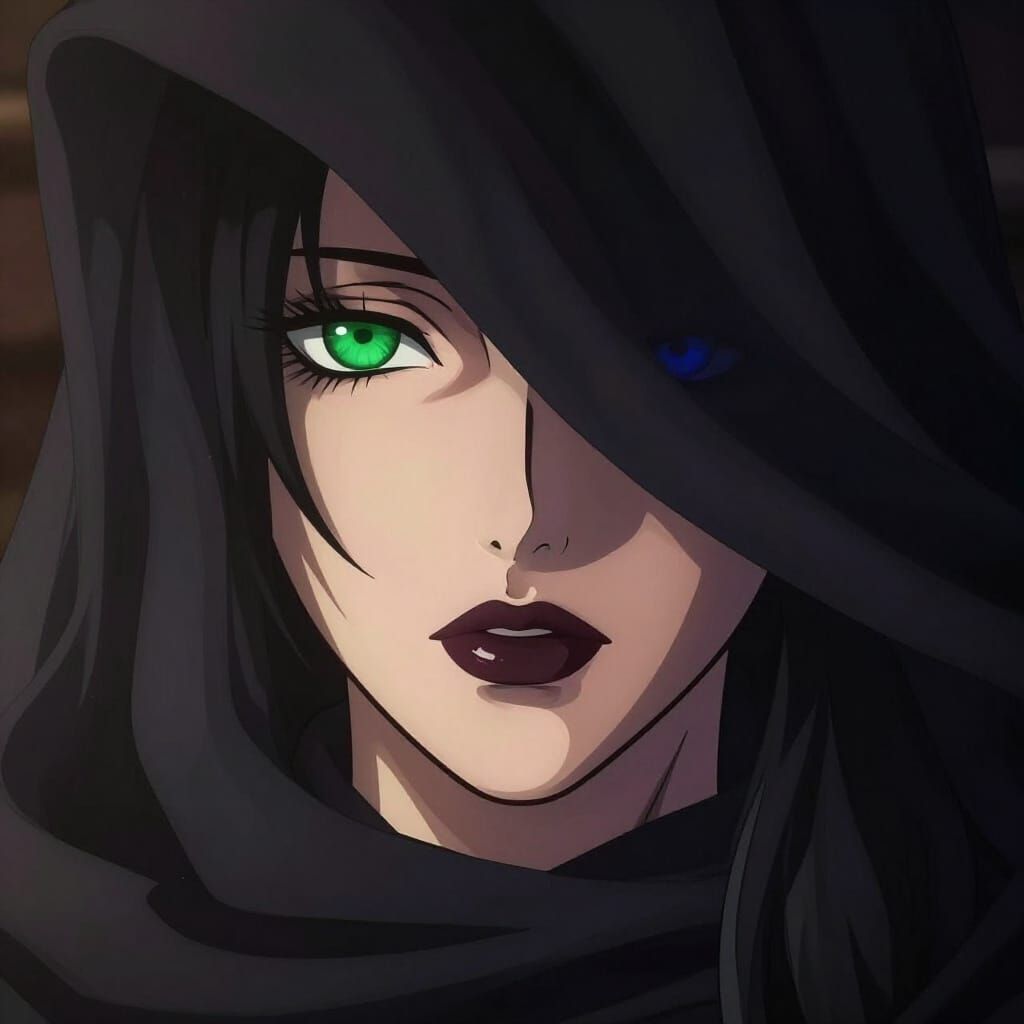 Enigmatic Woman Portrait in Manga Dark Style