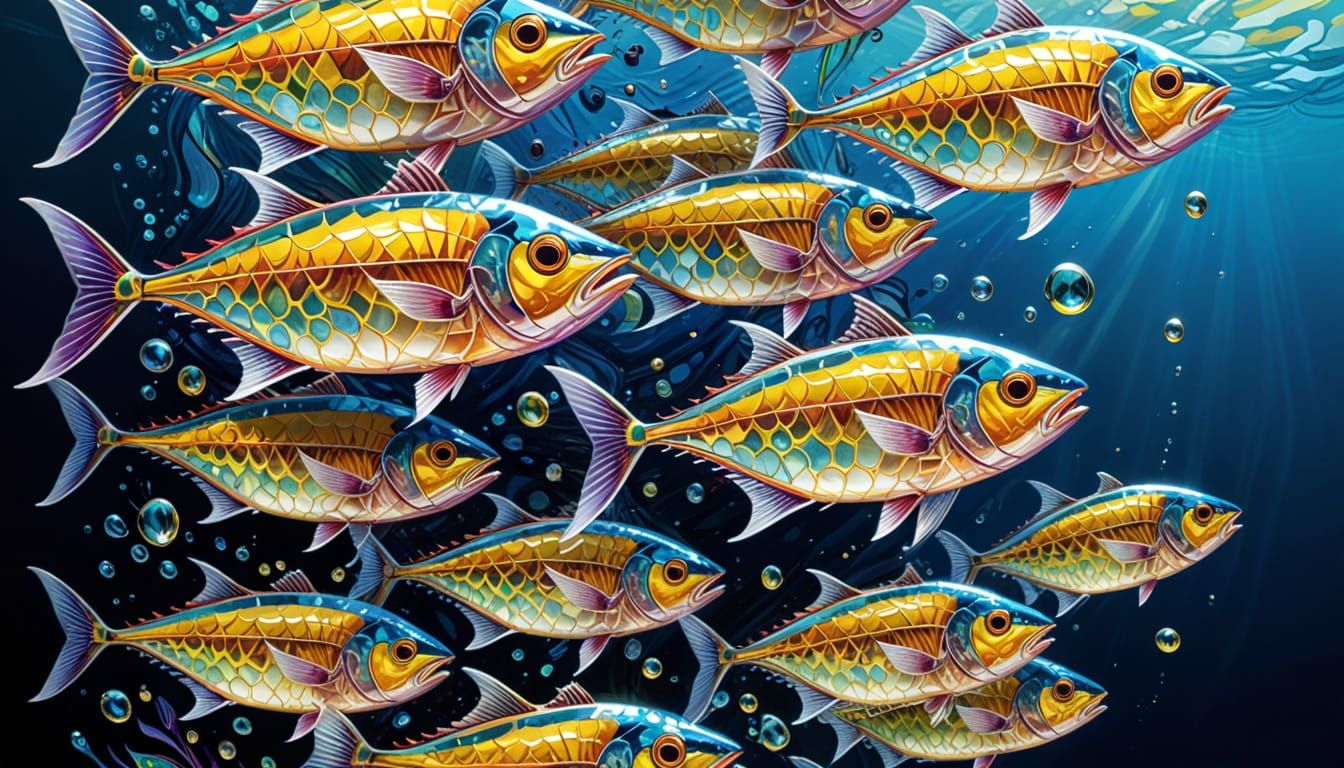 Glass Yellowfin Tuna Fractal in Iridescent Colors