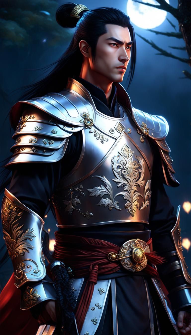 Chinese Prince Warrior Portrait in Anime Realism