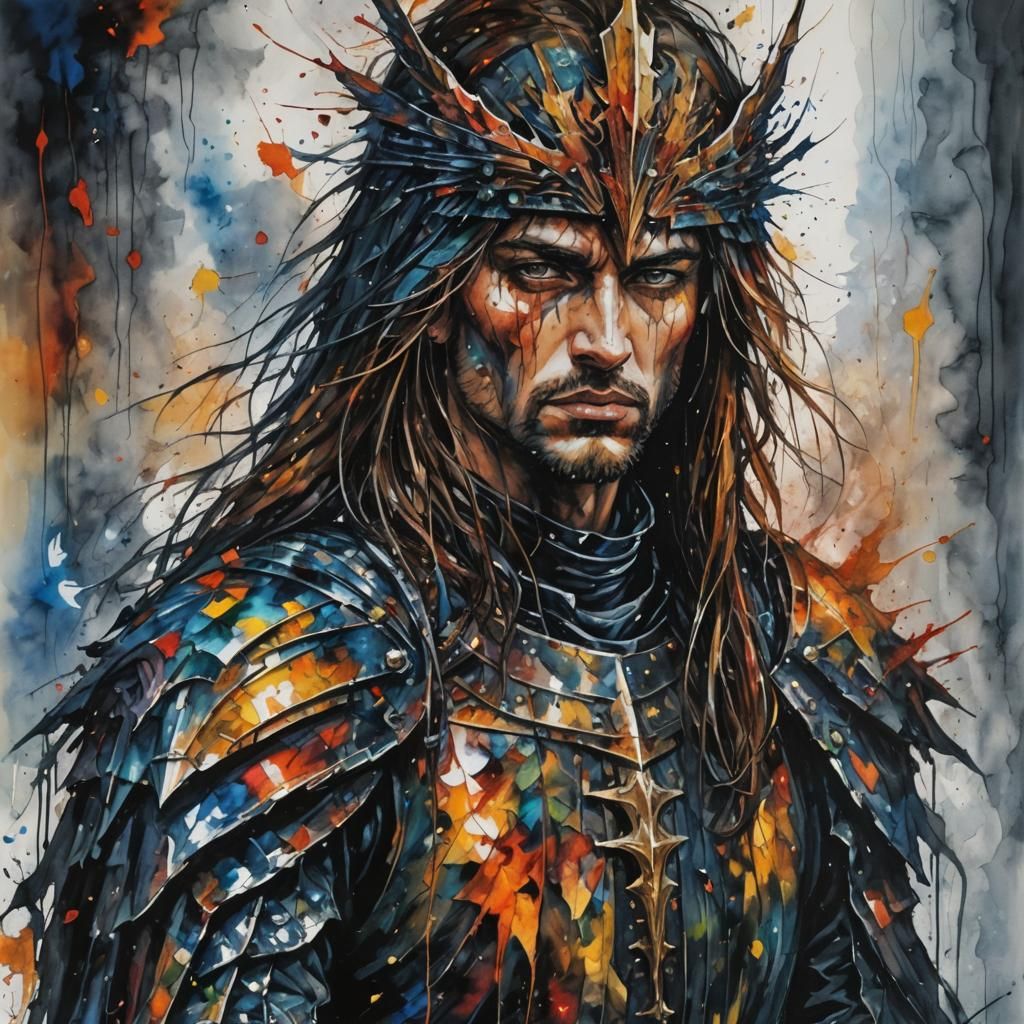 Dark Fantasy Paladin as Impasto Painting