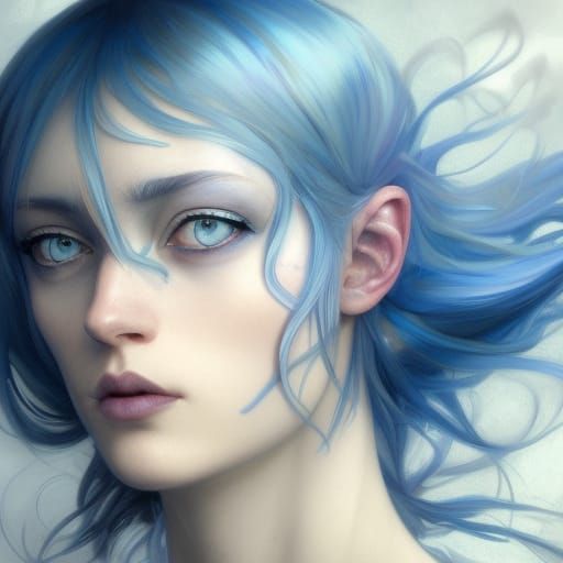 Ethereal Ice Fairy Portrait in Art Nouveau Style