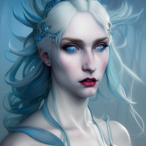 Ethereal Ice Fairy Portrait in Artstation Style