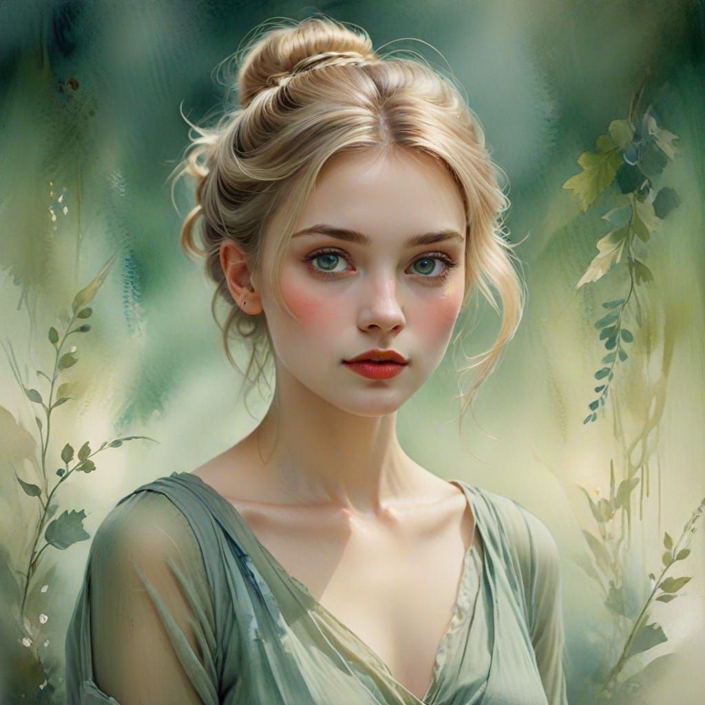 Ethereal Lady in Golden Lighting