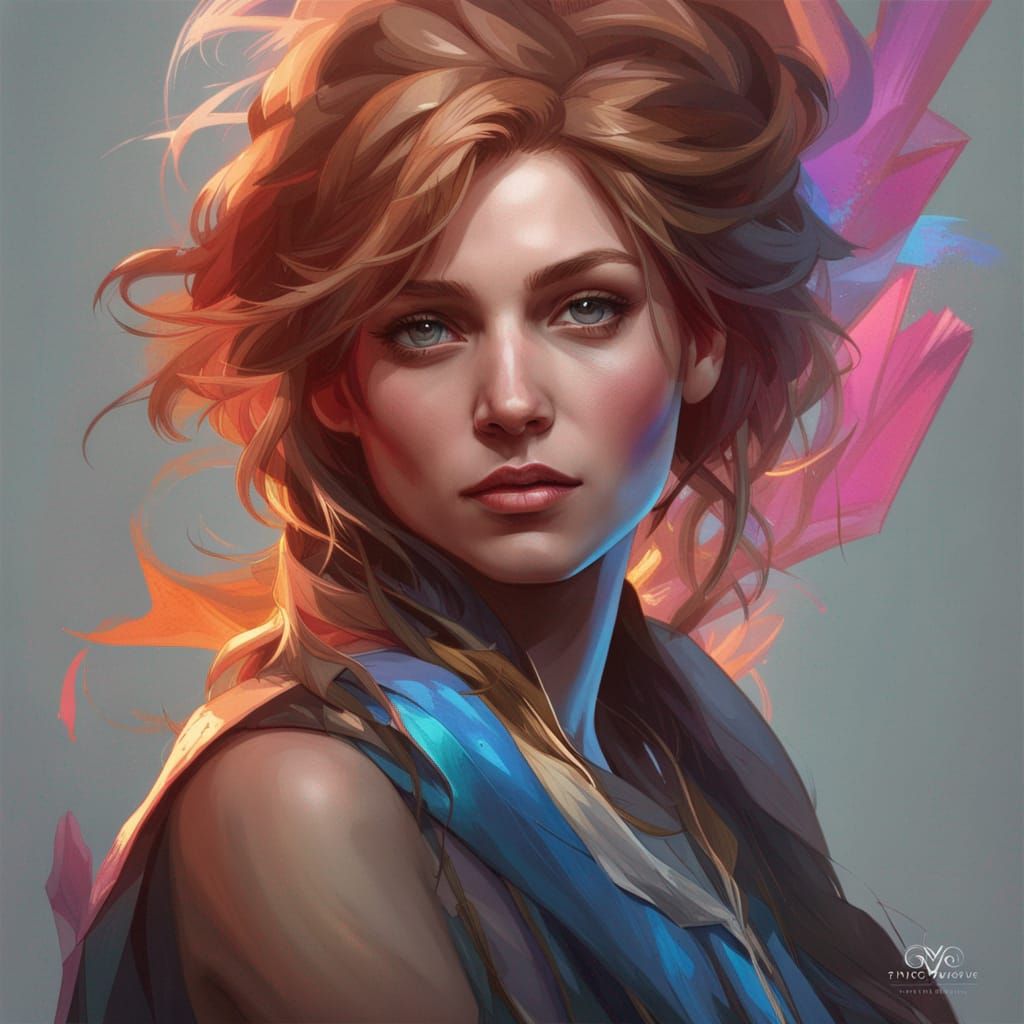 Detailed Portrait in Style of Art Nouveau Splash Art
