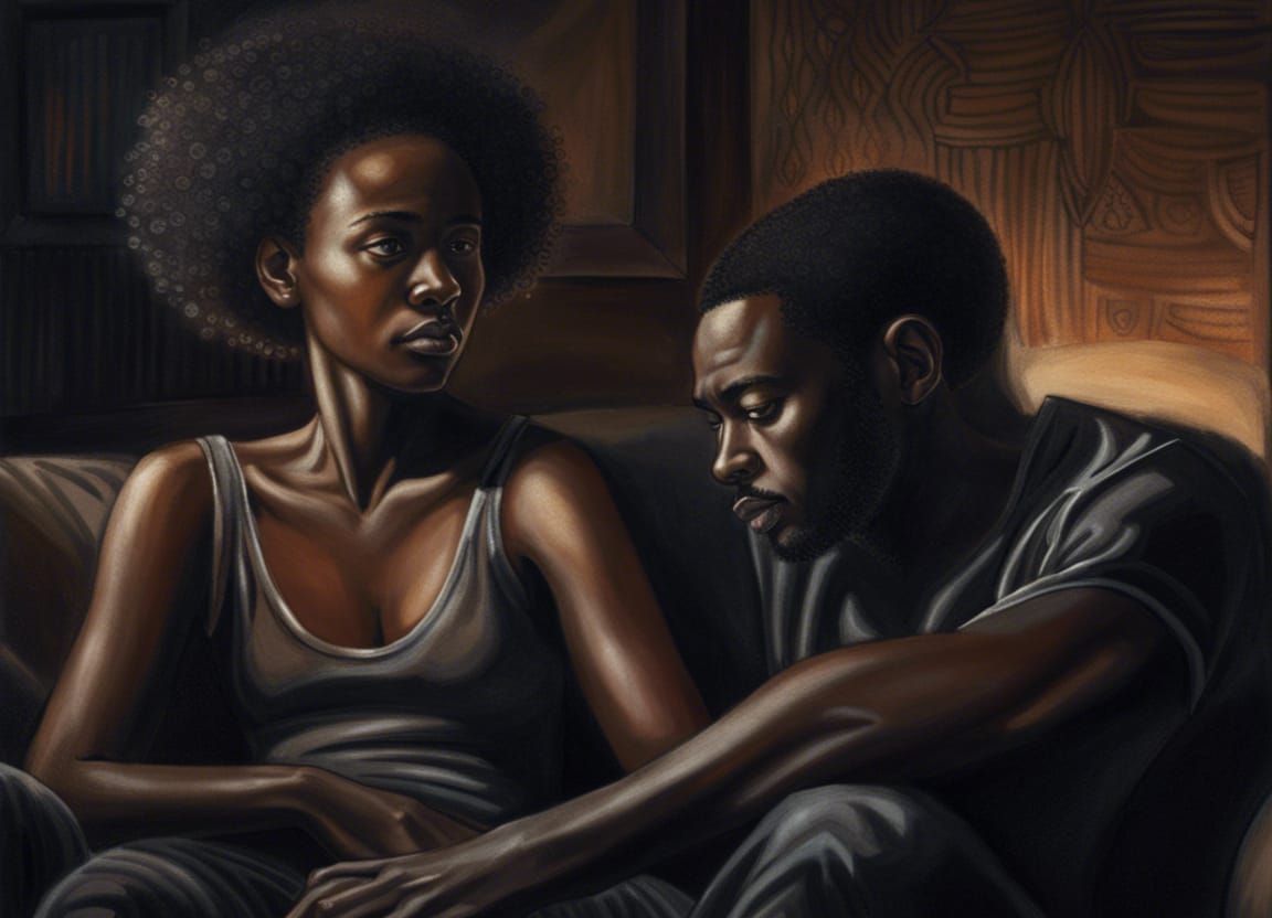 Hyperdetailed Charcoal Drawing of a Couple