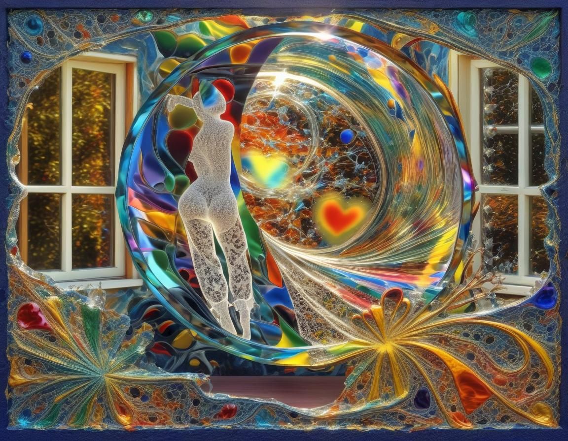 Surreal Window Scene with Impasto and Trompe L'Oeil