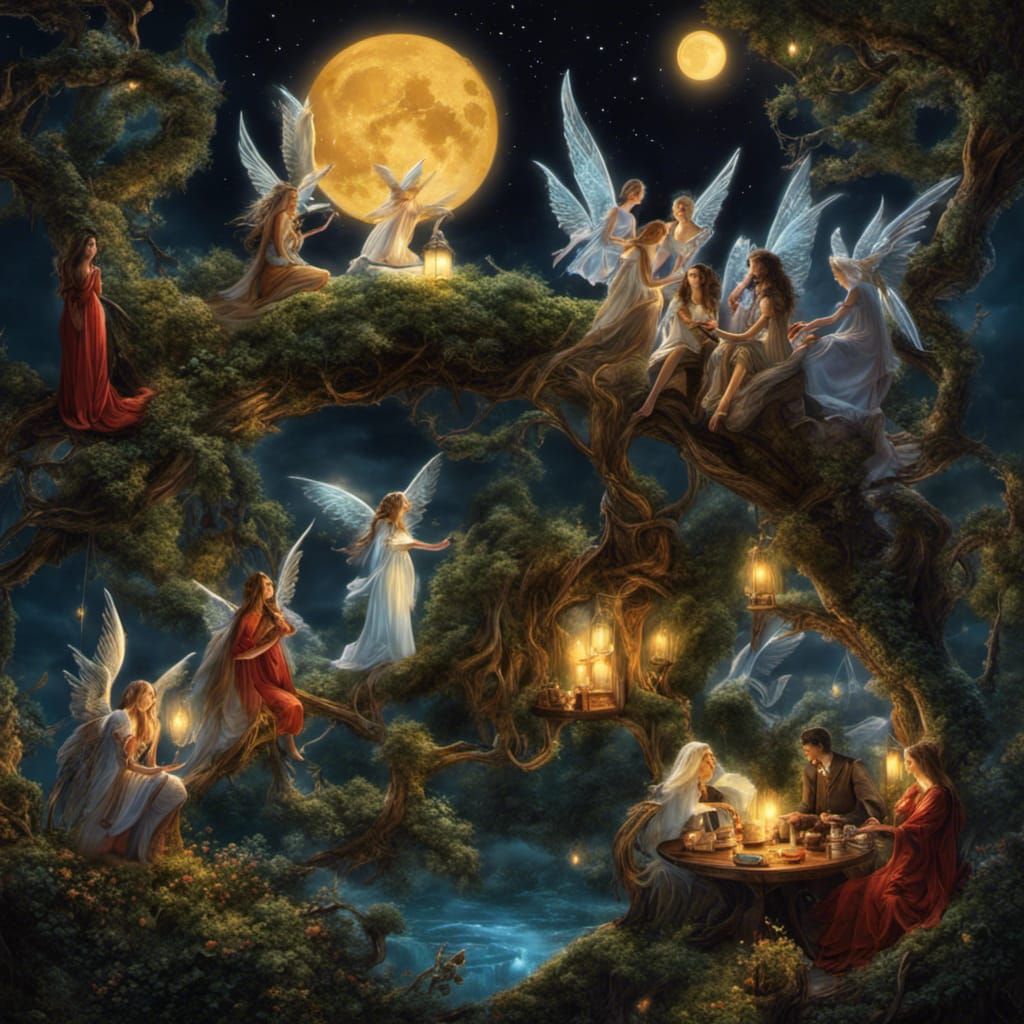 Fantasy Creatures Under the Moon