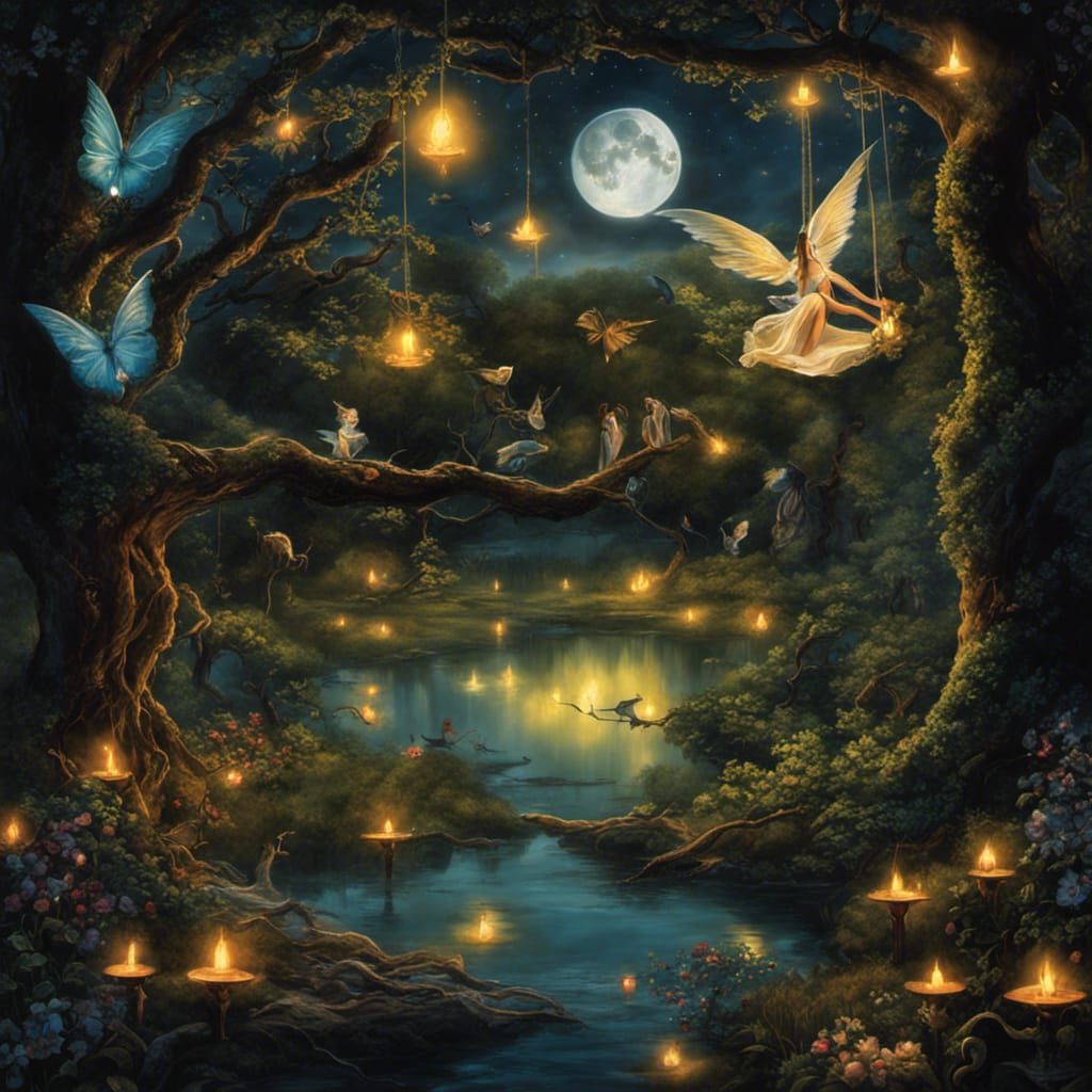 Bioluminescent Fairies and Vampires in Moonlight