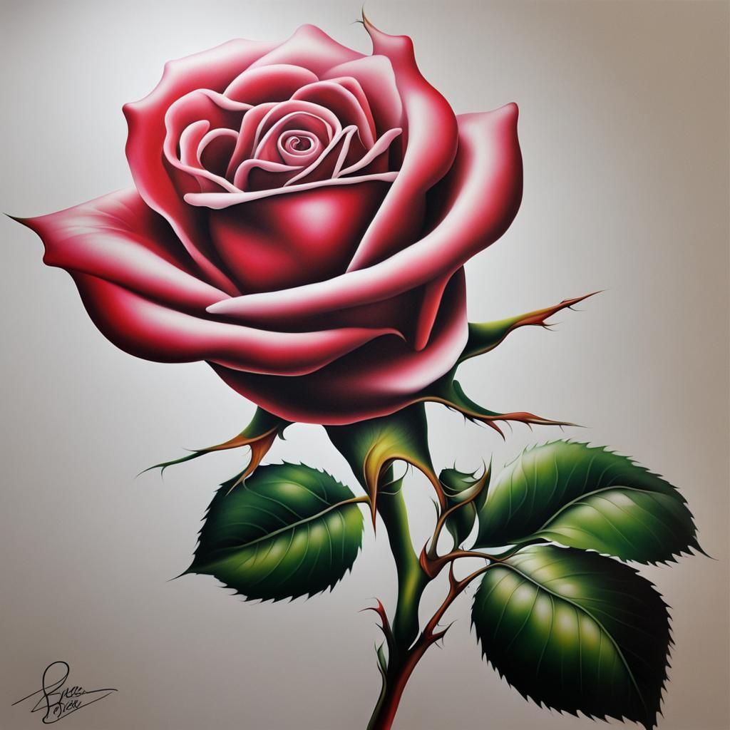 Airbrush Art: A Single Delicate Rose