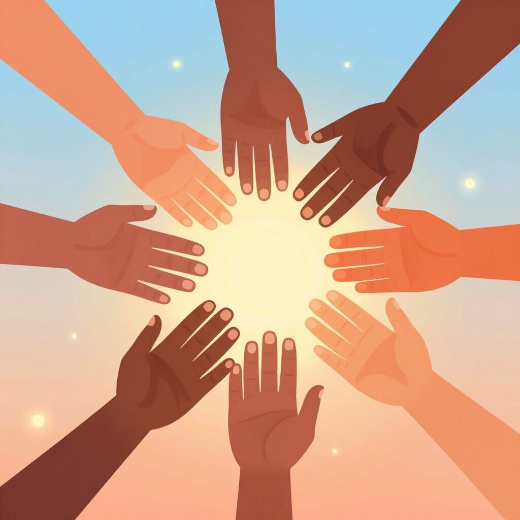 Diverse Hands Unite in Vibrant Vector Illustration