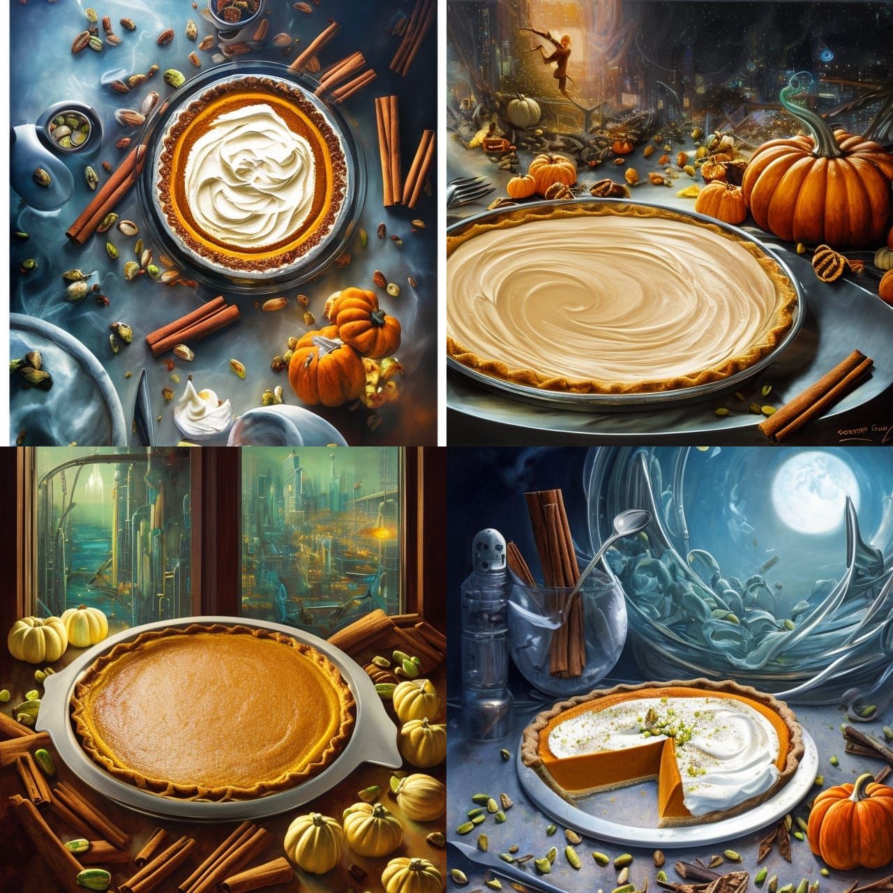 Hyperrealistic Pumpkin Pie in Cyberpunk Style
