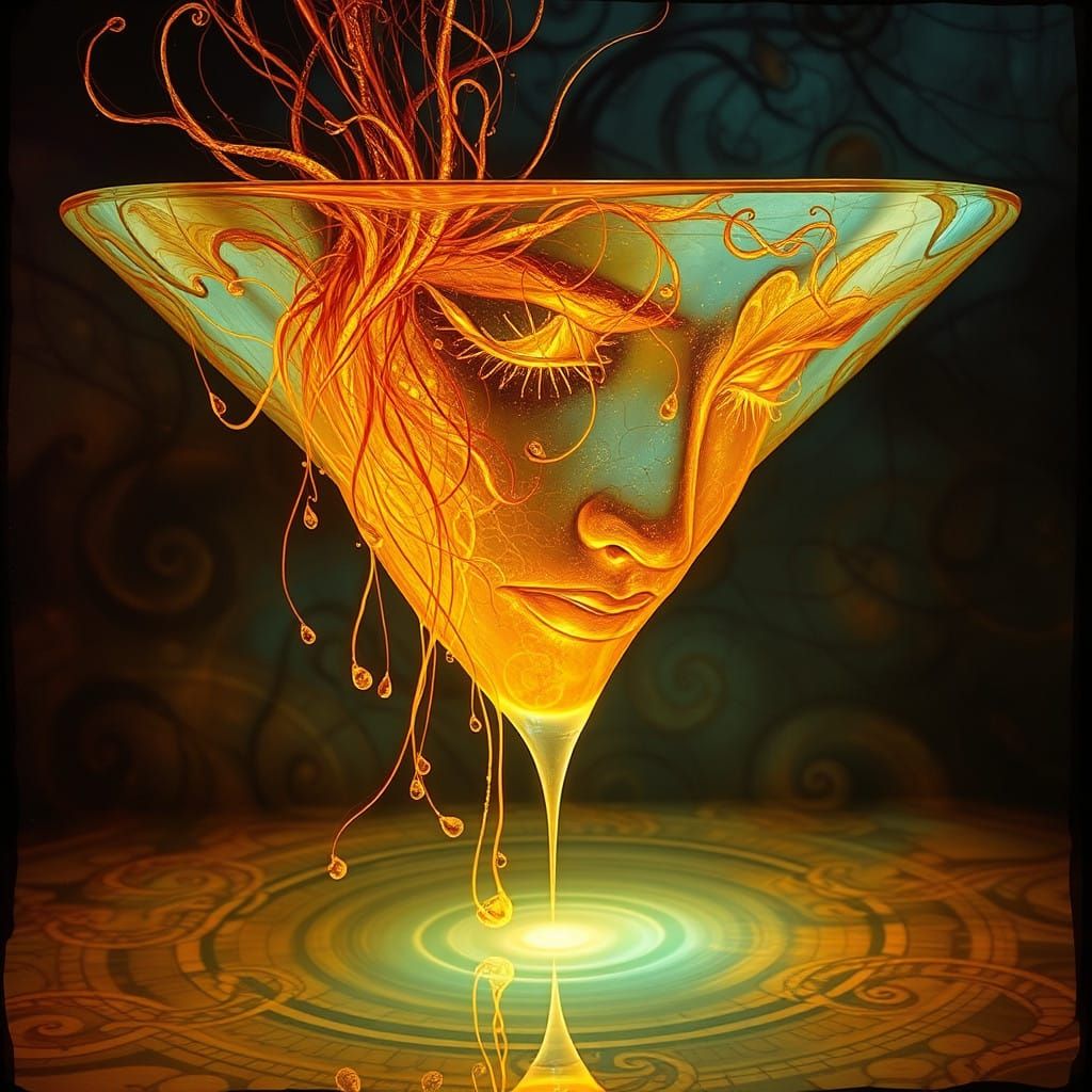 Surrealist Masterpiece of Copper-Golden Light and Intricate....