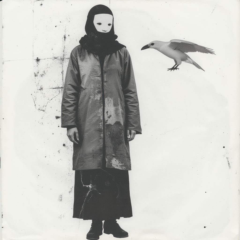 Masked Figure in Ethereal Alcohol Ink Style