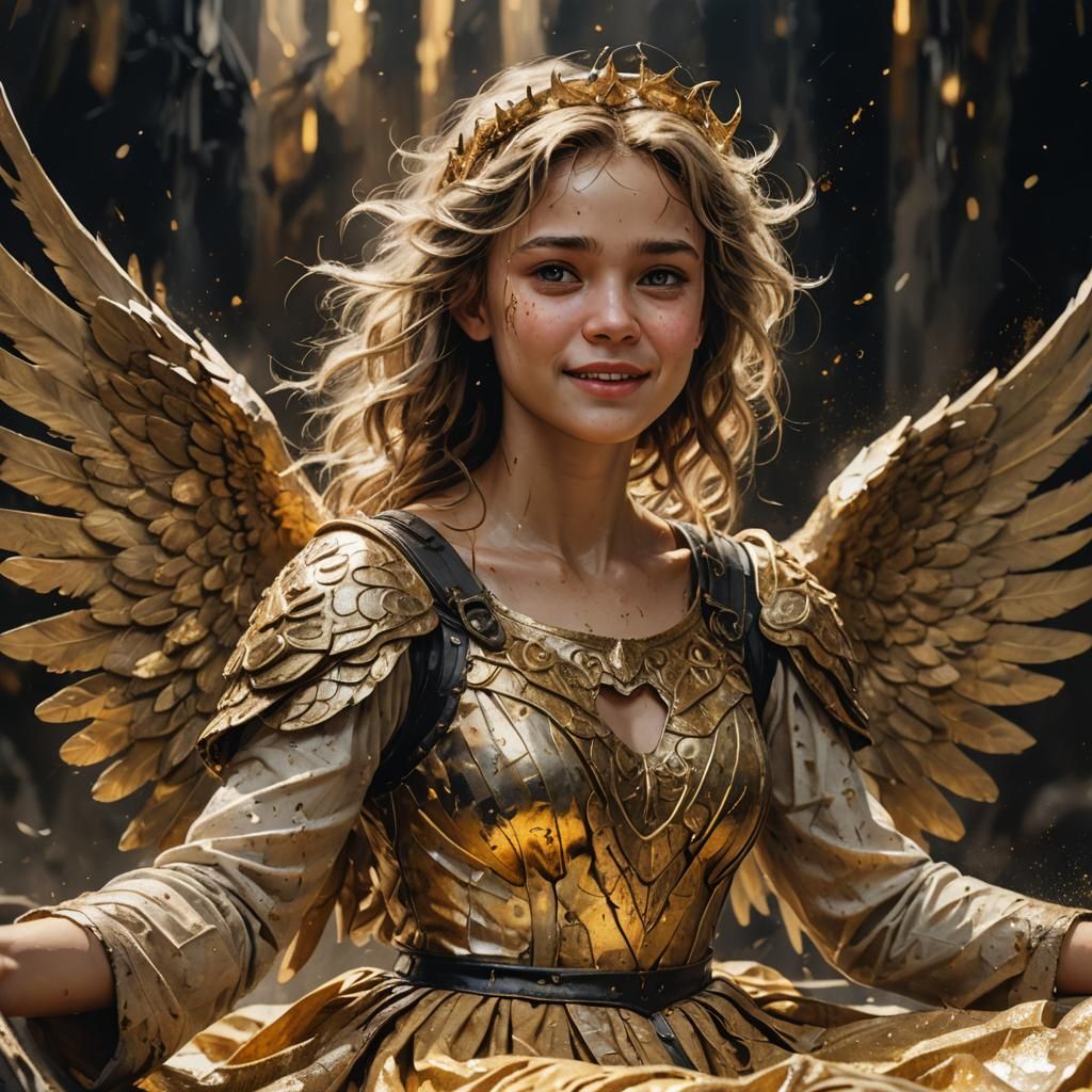 Angel Princess on Throne in Dark Fantasy Art