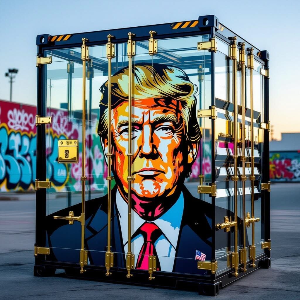 Graffiti Art Shipping Container with Gold Accents