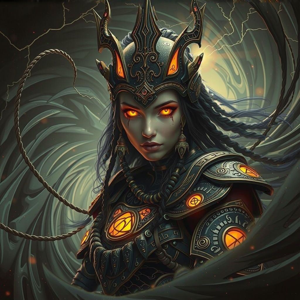 Viking Princess Emerges from Black Energy Vortex