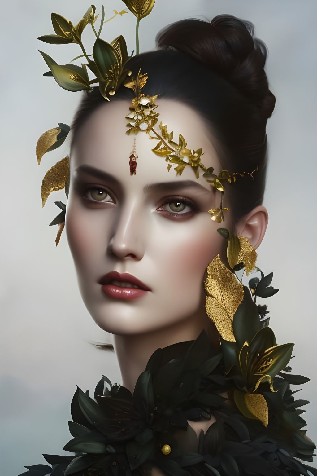 Black Forest Knight Portrait with Gold Leaf