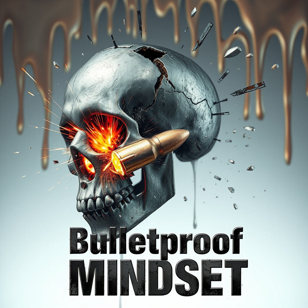 Steel Skull Shattered by Bullet, 'Bulletproof Mindset'