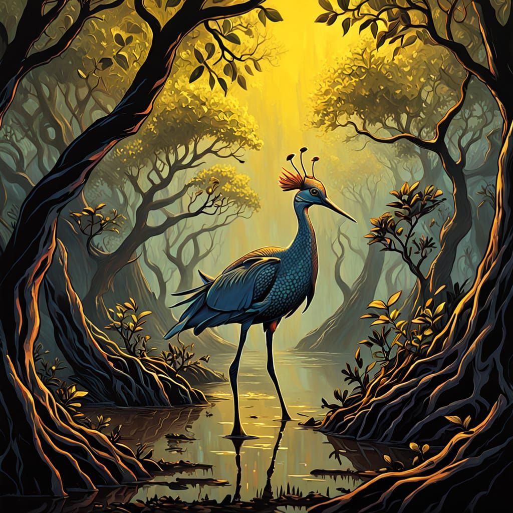 Mangrove Forest in Graphic Novel Style