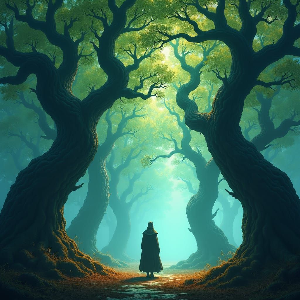 Mystical Forest Solitude: An Enchanting Matte Painting