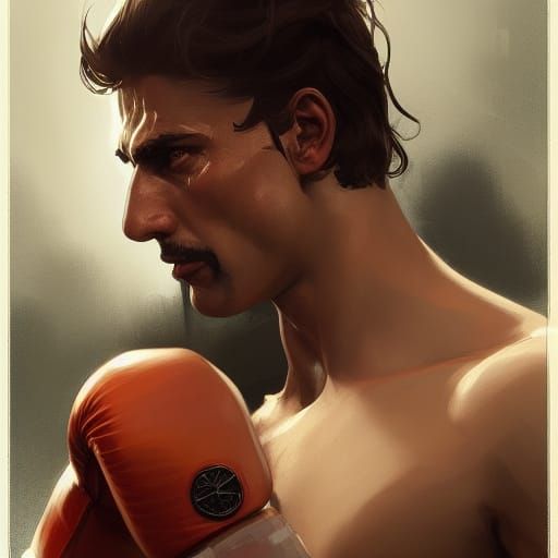 Italian Boxer Portrait in Hyperdetailed Art Style