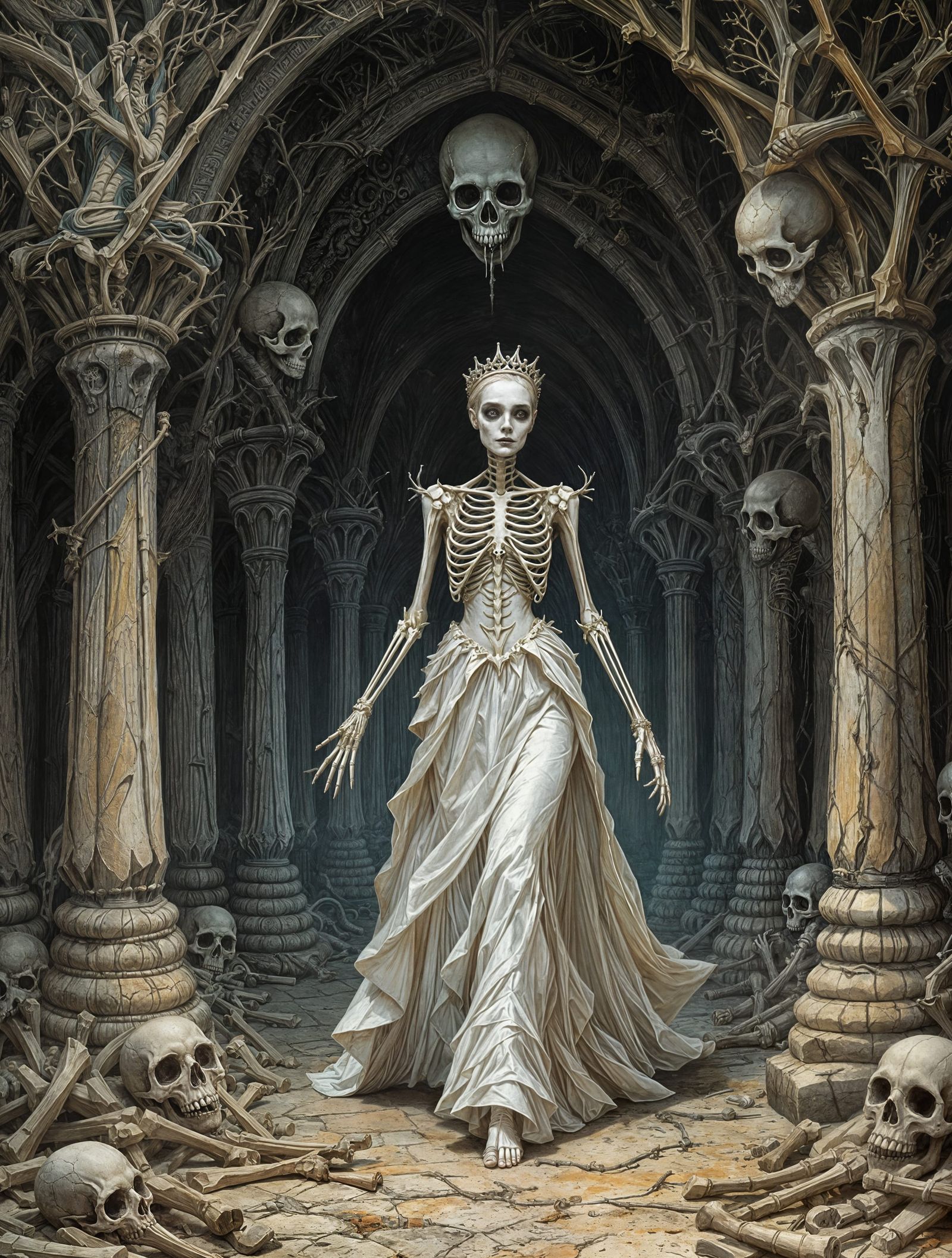 Skeletal Princess in Macabre Temple