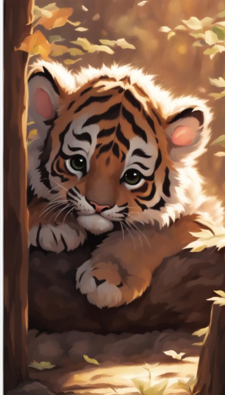 Cute Tiger Cub AI Image
