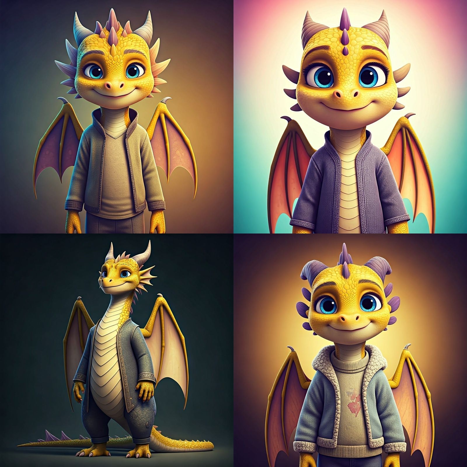 Whimsical 7-Year-Old Dragon in Vibrant Attire