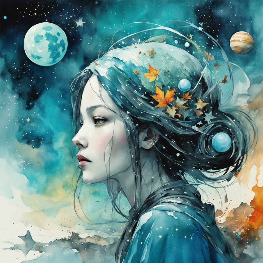 Surreal Turquoise Landscape Under Astral Twilight Sky