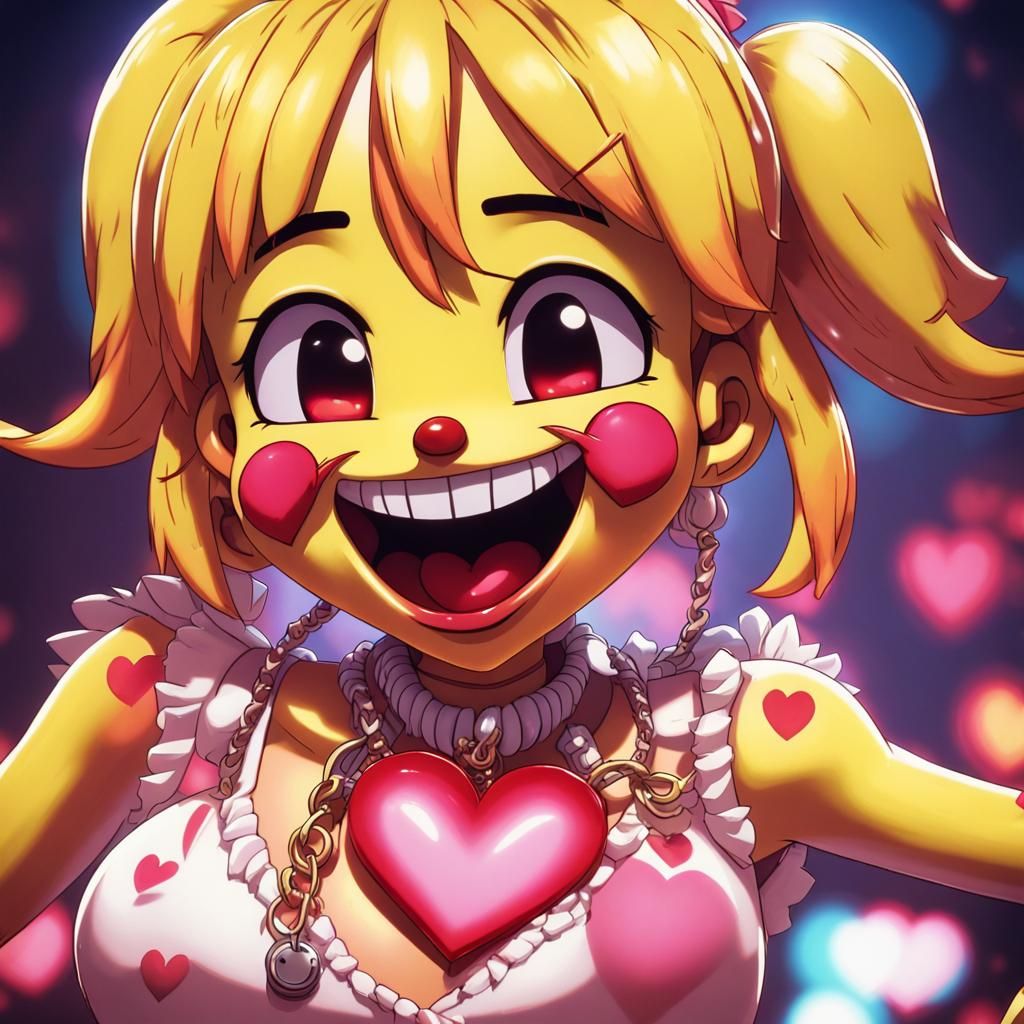 Toy Chica with Heart Necklace in Anime Style