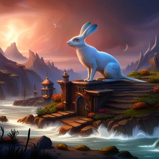 Rabbit Dragon Hybrid in Detailed Matte Painting