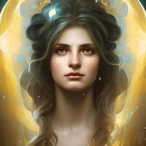Goddess of Stars Portrait in Hyperdetailed Style