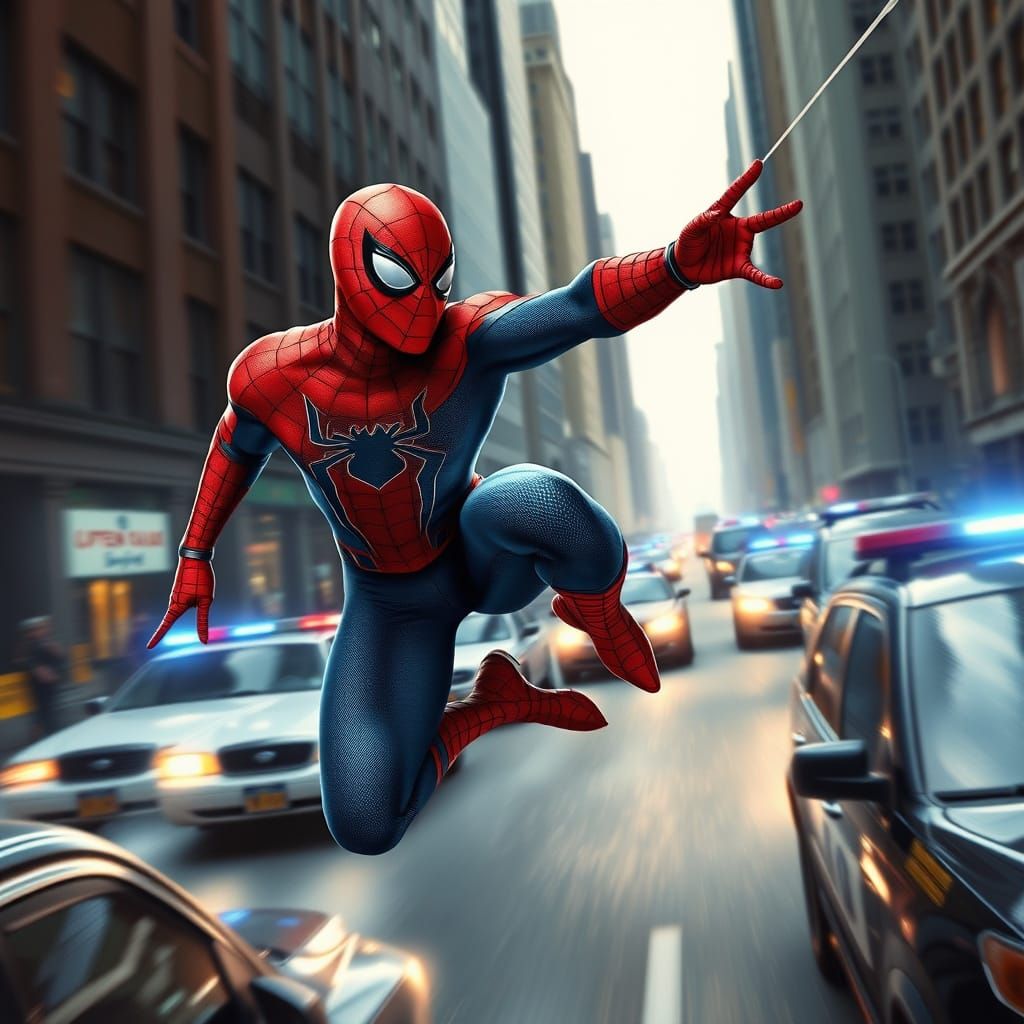 Photorealistic Spiderman Swings Through New York City