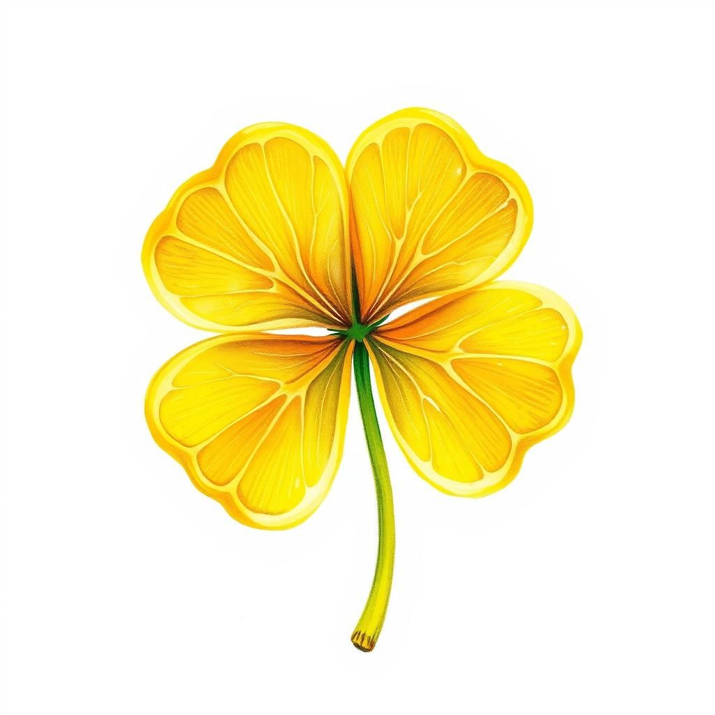 Lemon-Patterned Clover in Watercolor Botanical Illustration