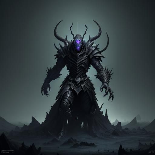 Obsidian Insectoid in Volcanic Landscape, Dark Fantasy