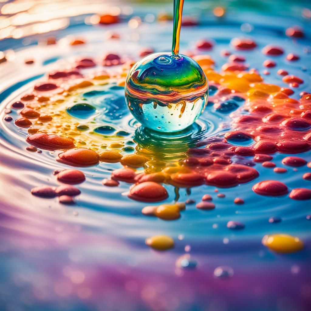 Vibrant Splash Art: Rosette Straws and Water Orb