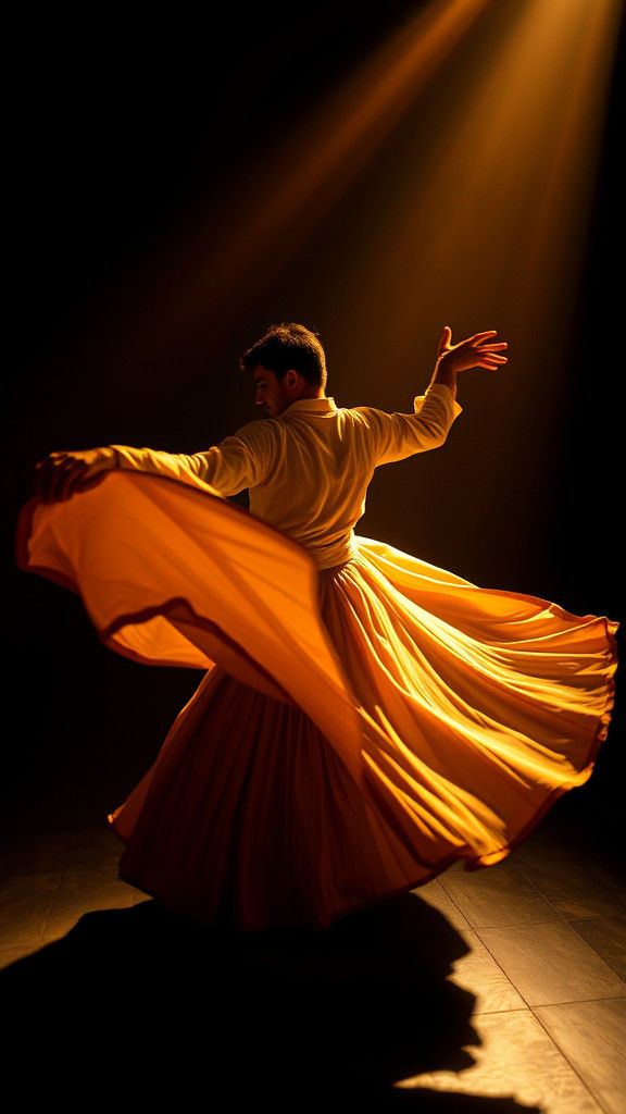 Dynamic Photograph of Whirling Dervish Dancer
