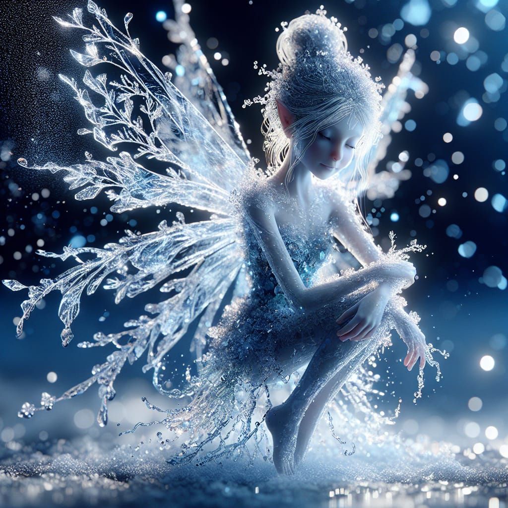 Frozen Winter Fairy in Ethereal Blue Light