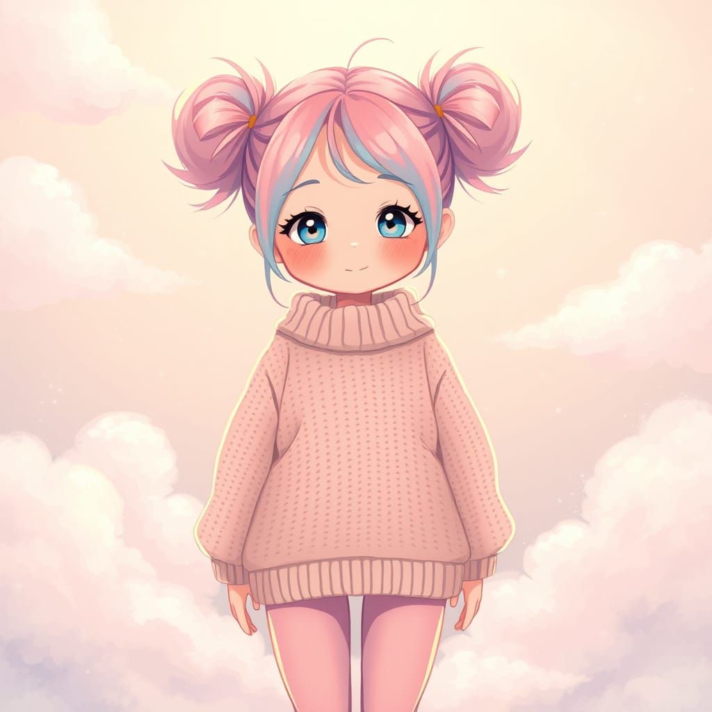 Dreamy Pastel Portrait of a Whimsical Woman