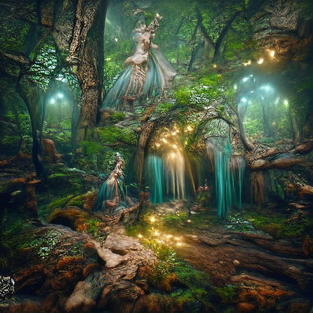 Enchanted Elven Forest in Matte Painting Style