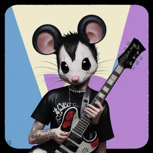 Punk Rock Mouse in Bold Digital Art