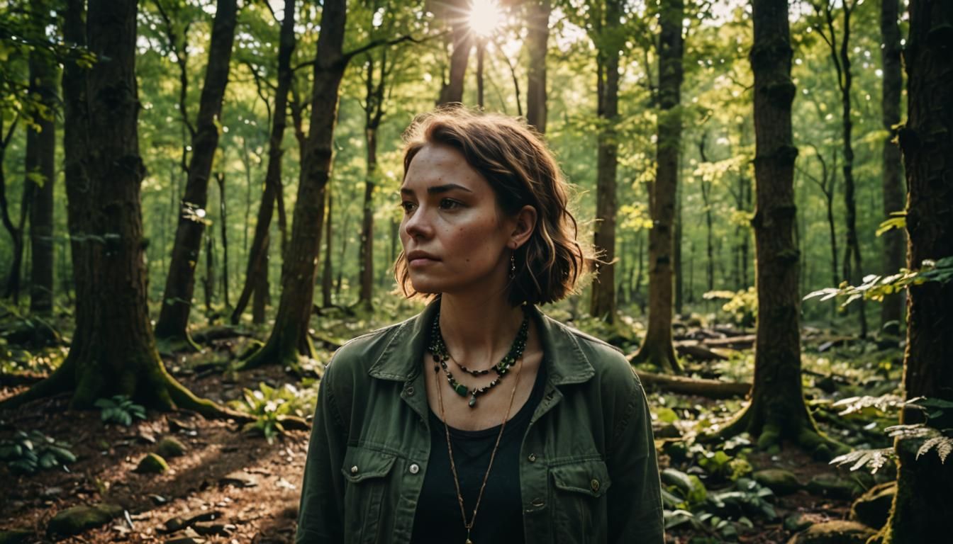 Wild Woman in Woods: Realistic Portrait Photography