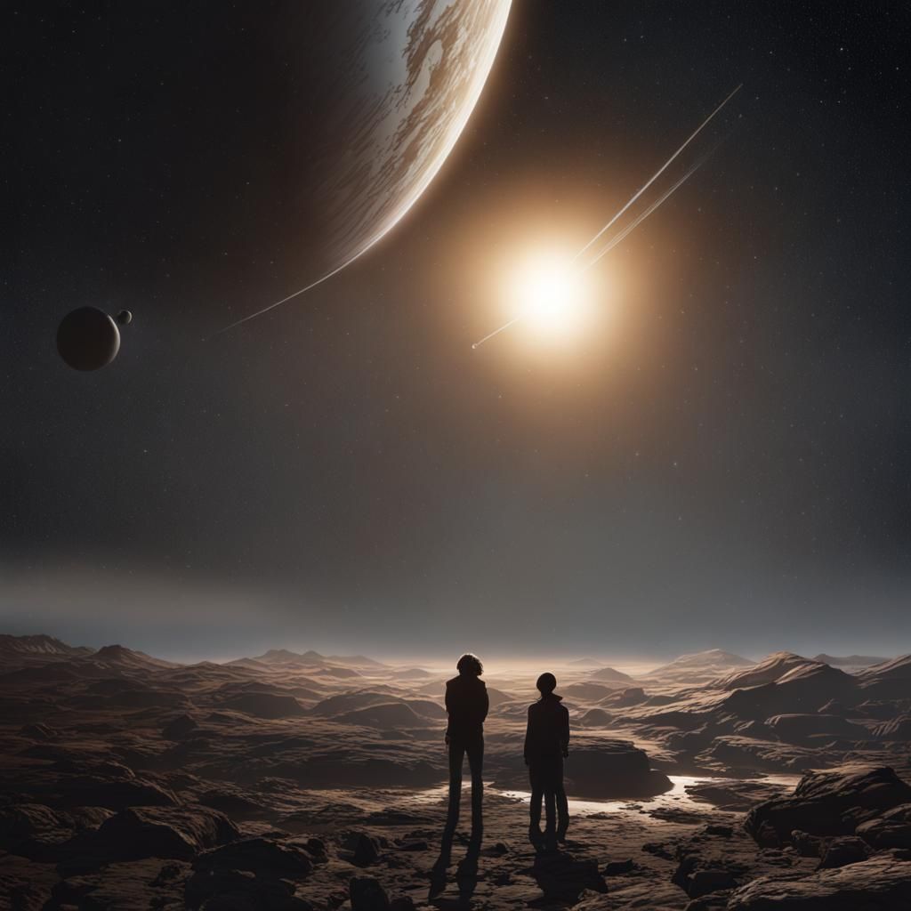 Meteor Shower Over Titan with Saturn: Astrophotography