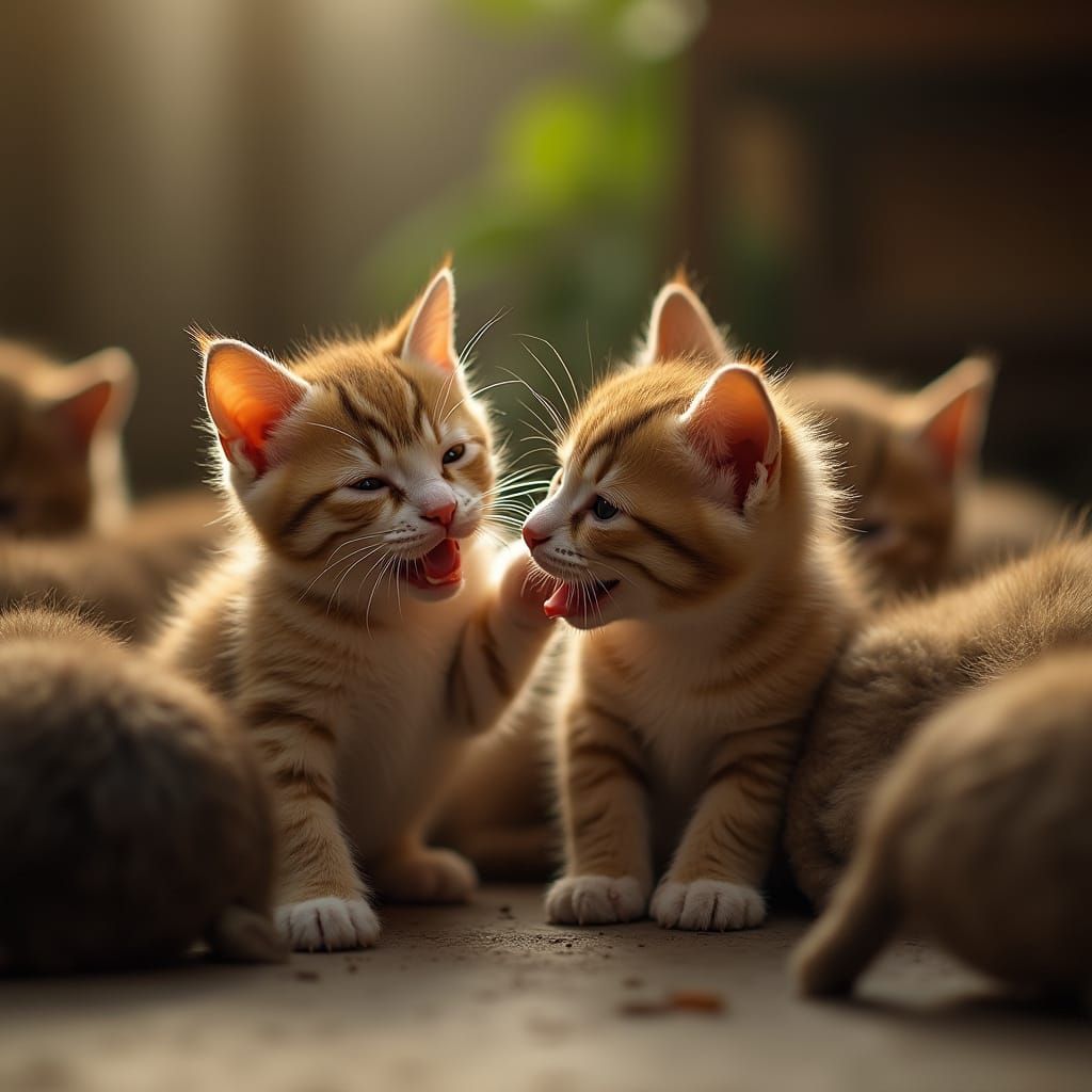 Heartwarming Scene: Kitty Cats and Puppies Playing